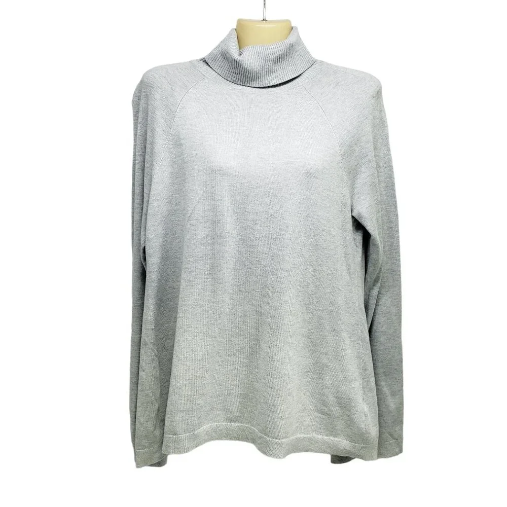 White House Black Market Gray Turtleneck Sweater With Back Pleat Womens M - Picture 6 of 6